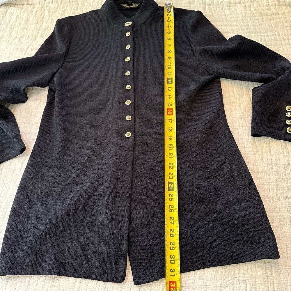 St.John Jacket Womens 12 Black Military Santana Knit Gold Button Cardigan - Picture 7 of 10